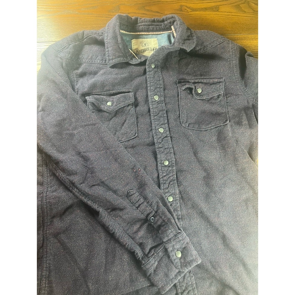 Roebuck & Co Men's Pearl Snap Long Sleeve Western Shirt Purple Large
